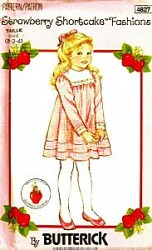 4827 BUTTERICK STRAWBERRY SHORTCAKE LONG SLEEVE YOKE TUCK COLLAR DRESS PATTERN 5-6X